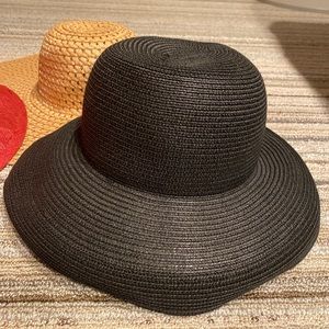 Basin straw sun hat - black